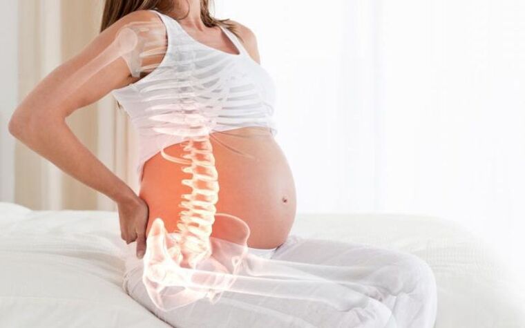 Las mujeres embarazadas tienen dolor en la columna entre los omóplatos debido al aumento de la tensión en los músculos de la espalda. 